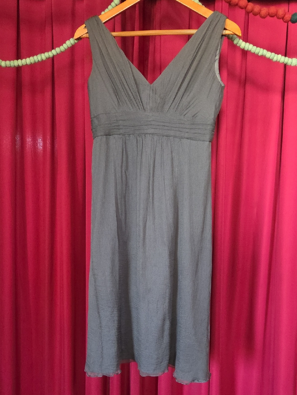 Amsale Gray Silk Chiffon Dress, Size 8
